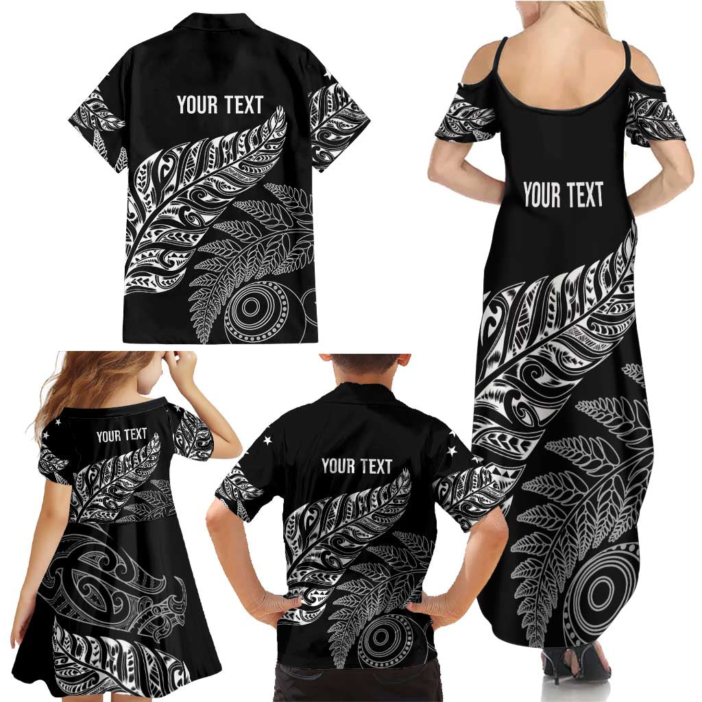 Aotearoa Personalized Lawn Bowls Maori Family Matching Summer Maxi Dress and Hawaiian Shirt New Zealand Black Tribal Silver Fern - Aussie Hoodie