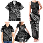 Aotearoa Personalized Lawn Bowls Maori Family Matching Tank Maxi Dress and Hawaiian Shirt New Zealand Black Tribal Silver Fern - Aussie Hoodie