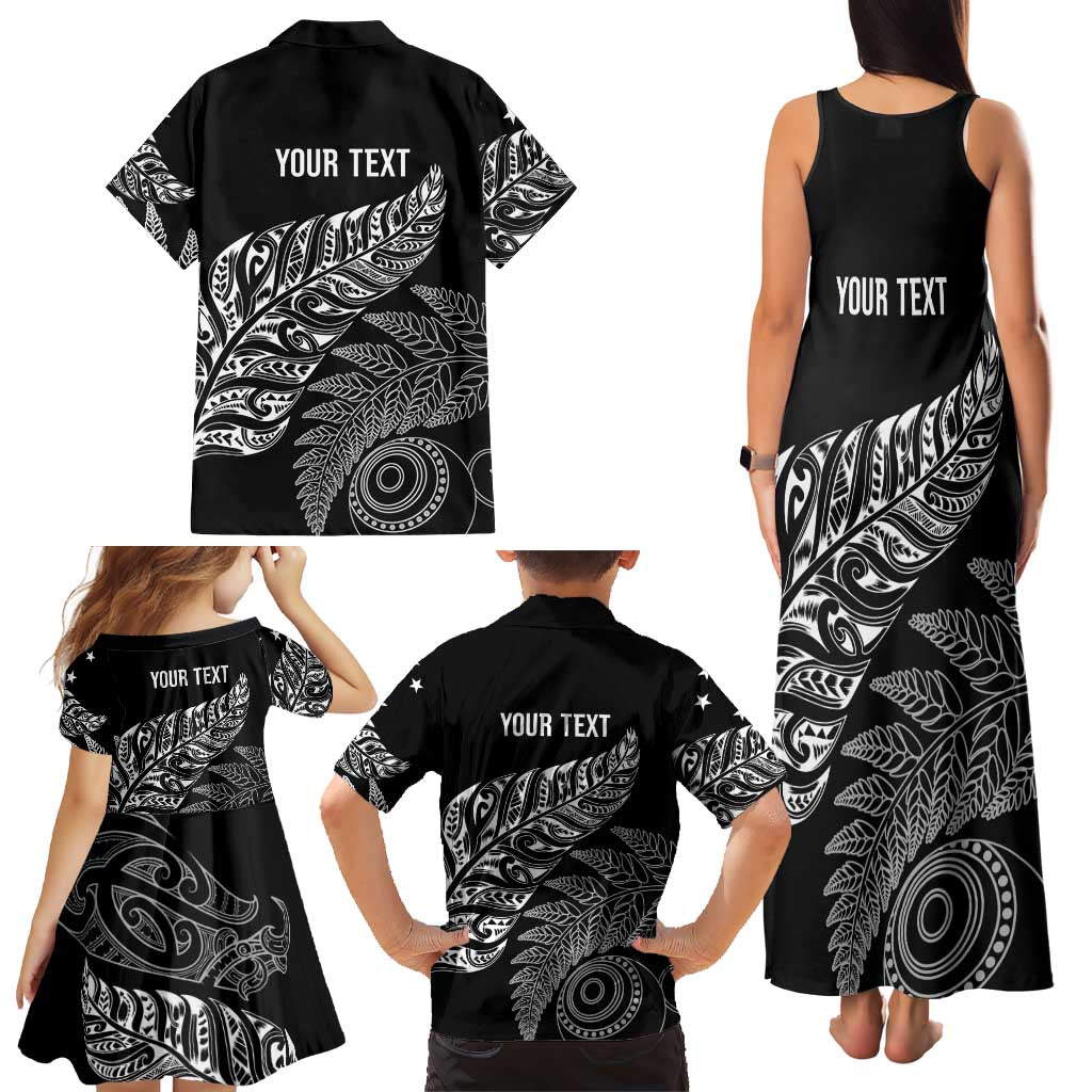 Aotearoa Personalized Lawn Bowls Maori Family Matching Tank Maxi Dress and Hawaiian Shirt New Zealand Black Tribal Silver Fern - Aussie Hoodie