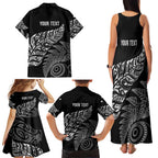 Aotearoa Personalized Lawn Bowls Maori Family Matching Tank Maxi Dress and Hawaiian Shirt New Zealand Black Tribal Silver Fern - Aussie Hoodie