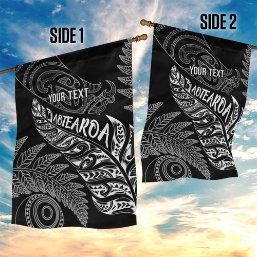 Aotearoa Personalized Lawn Bowls Maori Garden Flag New Zealand Black Tribal Silver Fern - Aussie Hoodie
