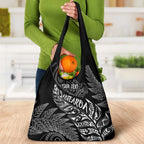 Aotearoa Personalized Lawn Bowls Maori Grocery Bag New Zealand Black Tribal Silver Fern - Aussie Hoodie