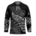Aotearoa Personalized Lawn Bowls Maori Hockey Jersey New Zealand Black Tribal Silver Fern - Aussie Hoodie