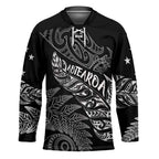Aotearoa Personalized Lawn Bowls Maori Hockey Jersey New Zealand Black Tribal Silver Fern - Aussie Hoodie