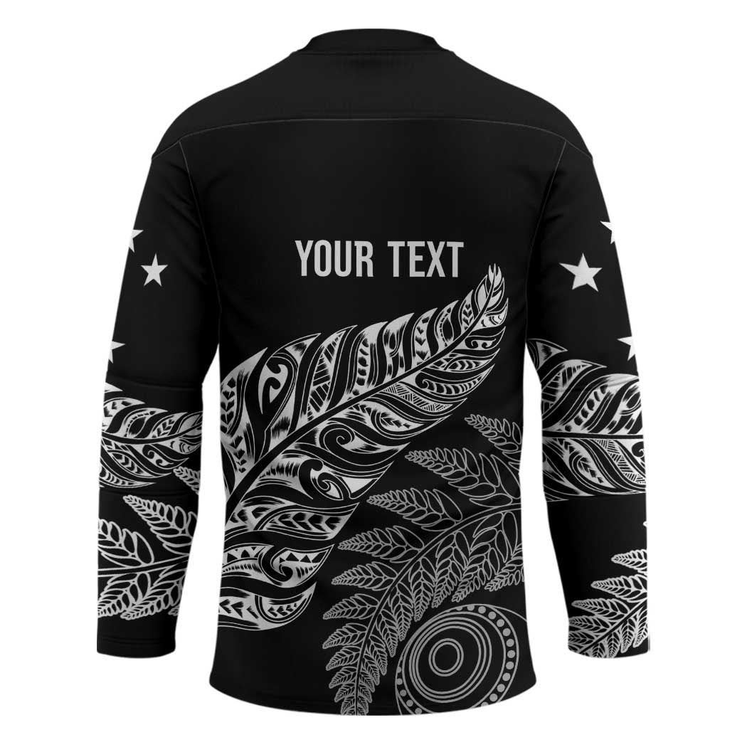 Aotearoa Personalized Lawn Bowls Maori Hockey Jersey New Zealand Black Tribal Silver Fern - Aussie Hoodie