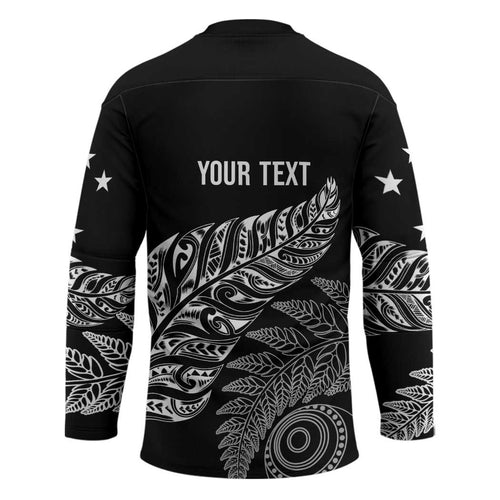 Aotearoa Personalized Lawn Bowls Maori Hockey Jersey New Zealand Black Tribal Silver Fern - Aussie Hoodie