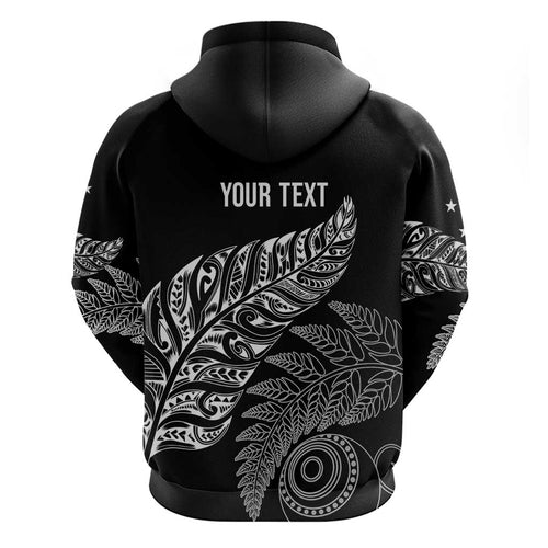 Aotearoa Personalized Lawn Bowls Maori Hoodie New Zealand Black Tribal Silver Fern - Aussie Hoodie