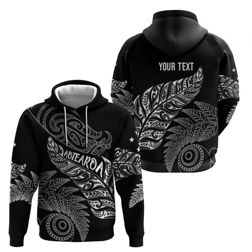 Aotearoa Personalized Lawn Bowls Maori Hoodie New Zealand Black Tribal Silver Fern - Aussie Hoodie