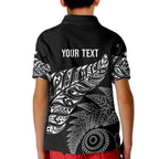 Aotearoa Personalized Lawn Bowls Maori Kid Polo Shirt New Zealand Black Tribal Silver Fern - Aussie Hoodie