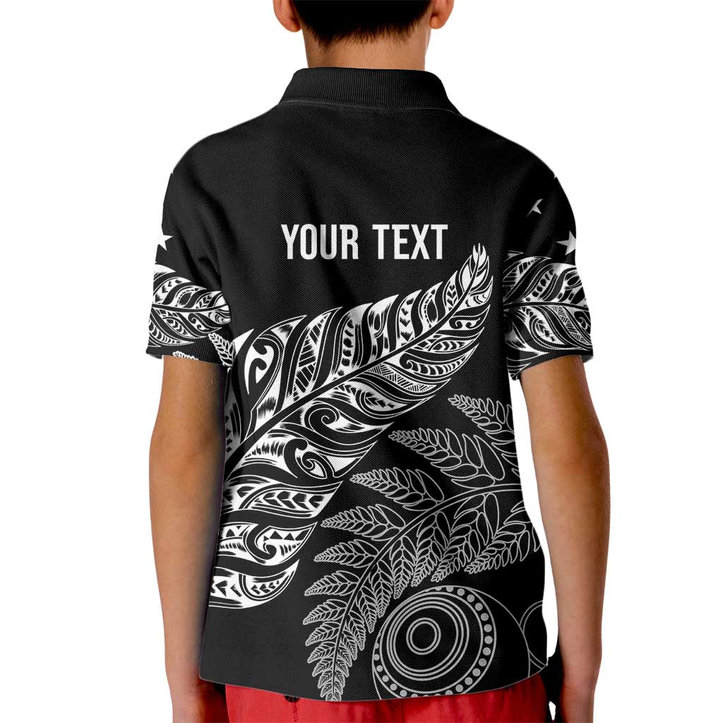 Aotearoa Personalized Lawn Bowls Maori Kid Polo Shirt New Zealand Black Tribal Silver Fern - Aussie Hoodie