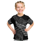 Aotearoa Personalized Lawn Bowls Maori Kid T Shirt New Zealand Black Tribal Silver Fern - Aussie Hoodie
