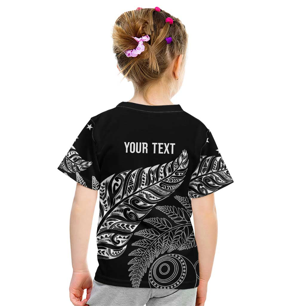 Aotearoa Personalized Lawn Bowls Maori Kid T Shirt New Zealand Black Tribal Silver Fern - Aussie Hoodie