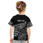 Aotearoa Personalized Lawn Bowls Maori Kid T Shirt New Zealand Black Tribal Silver Fern - Aussie Hoodie