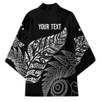 Aotearoa Personalized Lawn Bowls Maori Kimono New Zealand Black Tribal Silver Fern - Aussie Hoodie