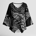 Aotearoa Personalized Lawn Bowls Maori Kimono Sleeve Blouse New Zealand Black Tribal Silver Fern - Aussie Hoodie