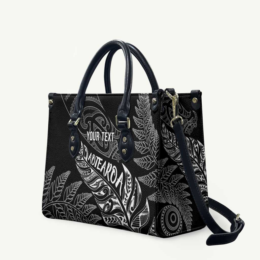Aotearoa Personalized Lawn Bowls Maori Leather Bag New Zealand Black Tribal Silver Fern - Aussie Hoodie