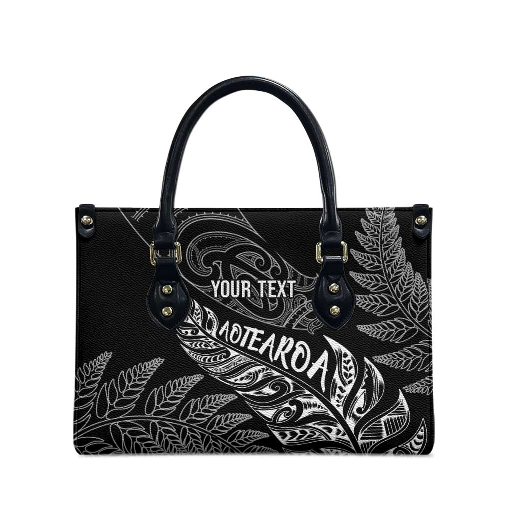 Aotearoa Personalized Lawn Bowls Maori Leather Bag New Zealand Black Tribal Silver Fern - Aussie Hoodie