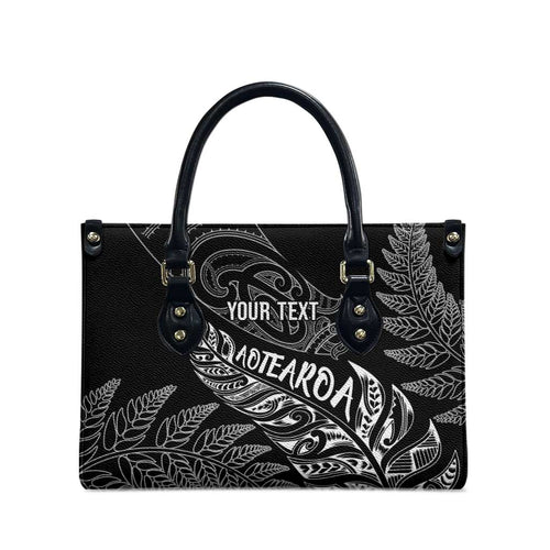 Aotearoa Personalized Lawn Bowls Maori Leather Bag New Zealand Black Tribal Silver Fern - Aussie Hoodie