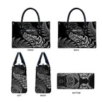 Aotearoa Personalized Lawn Bowls Maori Leather Bag New Zealand Black Tribal Silver Fern - Aussie Hoodie