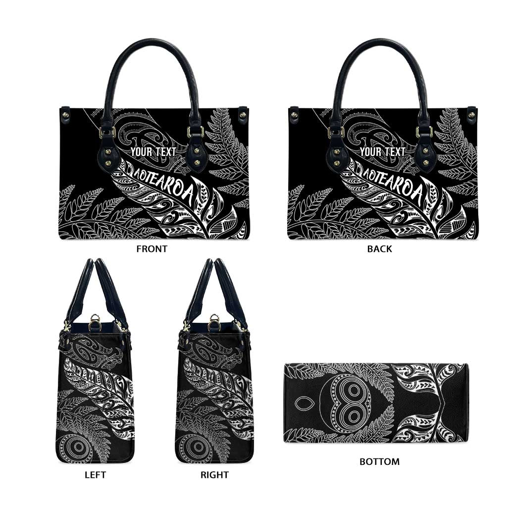 Aotearoa Personalized Lawn Bowls Maori Leather Bag New Zealand Black Tribal Silver Fern - Aussie Hoodie