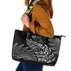 Aotearoa Personalized Lawn Bowls Maori Leather Tote Bag New Zealand Black Tribal Silver Fern - Aussie Hoodie