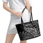 Aotearoa Personalized Lawn Bowls Maori Leather Tote Bag New Zealand Black Tribal Silver Fern - Aussie Hoodie