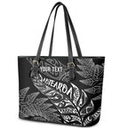 Aotearoa Personalized Lawn Bowls Maori Leather Tote Bag New Zealand Black Tribal Silver Fern - Aussie Hoodie
