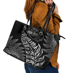 Aotearoa Personalized Lawn Bowls Maori Leather Tote Bag New Zealand Black Tribal Silver Fern - Aussie Hoodie