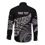Aotearoa Personalized Lawn Bowls Maori Long Sleeve Button Shirt New Zealand Black Tribal Silver Fern - Aussie Hoodie