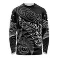 Aotearoa Personalized Lawn Bowls Maori Long Sleeve Shirt New Zealand Black Tribal Silver Fern - Aussie Hoodie