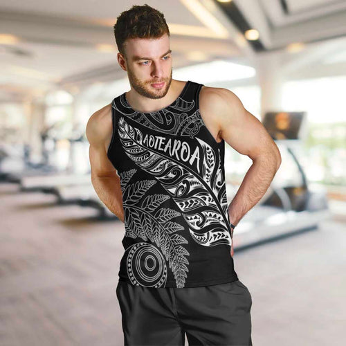 Aotearoa Personalized Lawn Bowls Maori Men Tank Top New Zealand Black Tribal Silver Fern - Aussie Hoodie