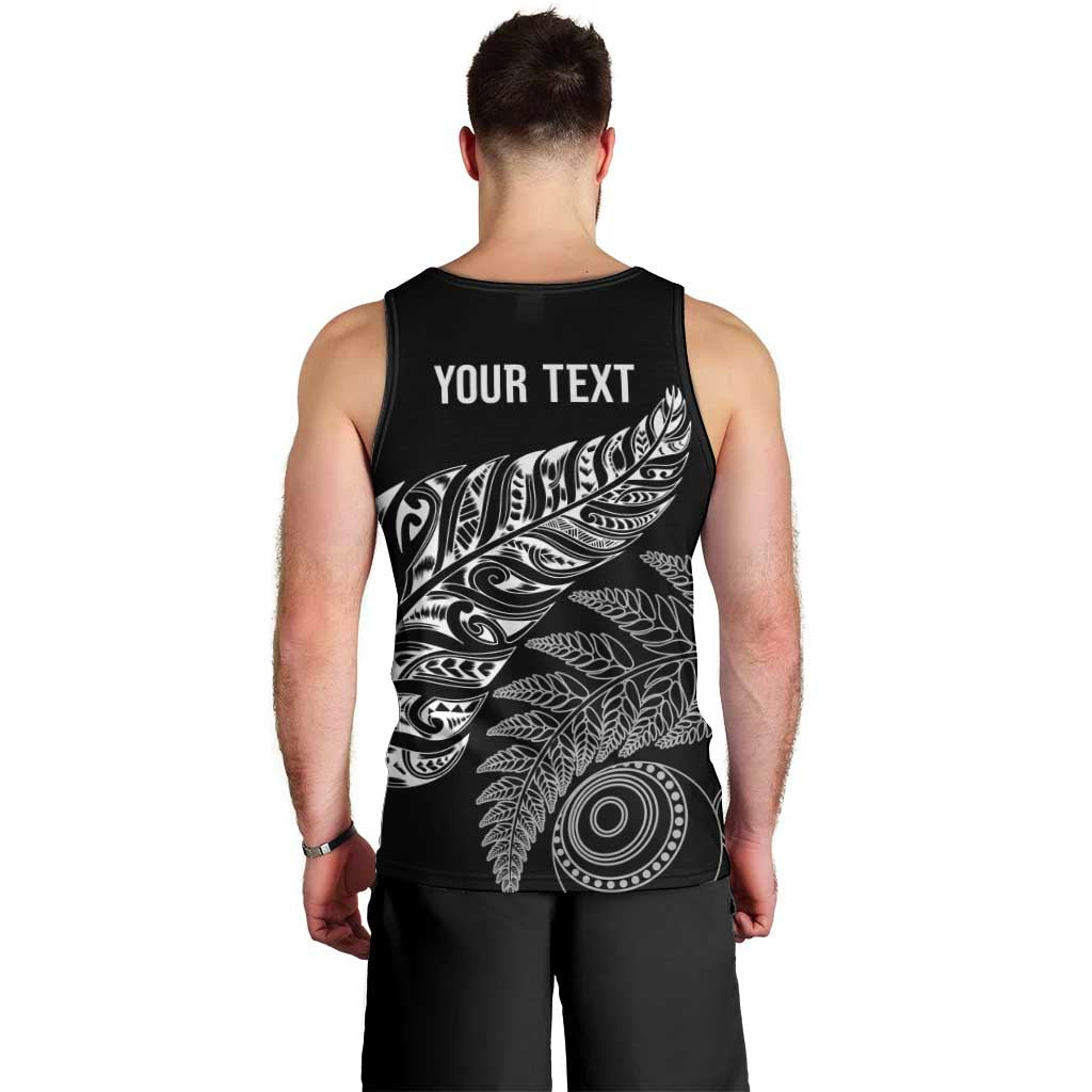 Aotearoa Personalized Lawn Bowls Maori Men Tank Top New Zealand Black Tribal Silver Fern - Aussie Hoodie