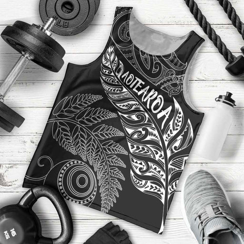 Aotearoa Personalized Lawn Bowls Maori Men Tank Top New Zealand Black Tribal Silver Fern - Aussie Hoodie
