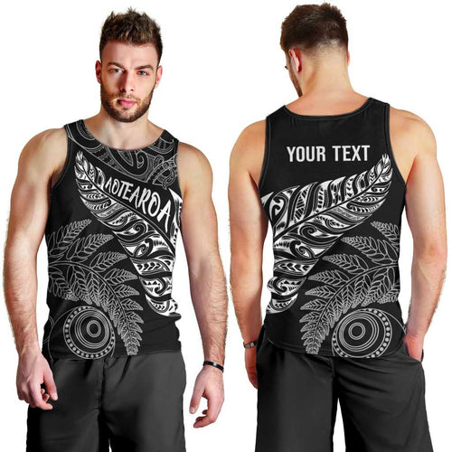 Aotearoa Personalized Lawn Bowls Maori Men Tank Top New Zealand Black Tribal Silver Fern - Aussie Hoodie