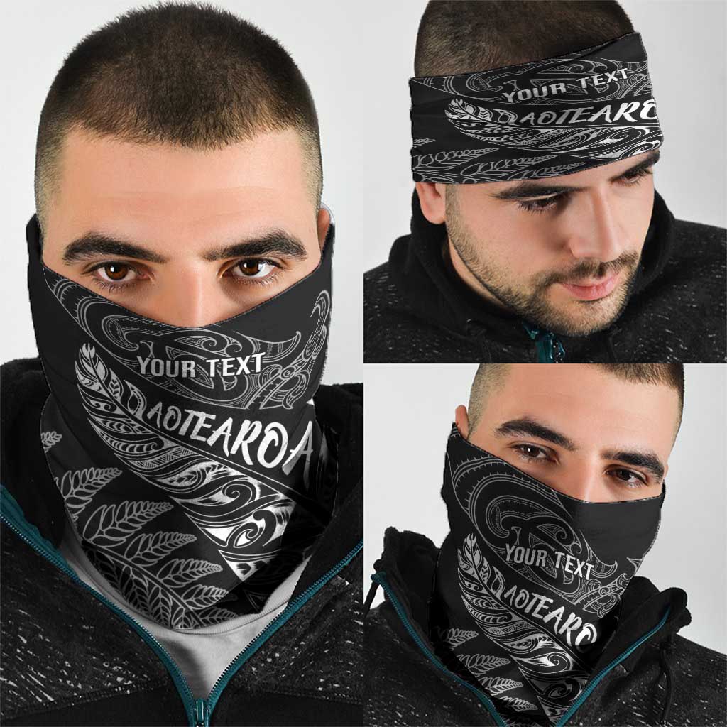 Aotearoa Personalized Lawn Bowls Maori Neck Gaiter New Zealand Black Tribal Silver Fern - Aussie Hoodie