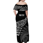Aotearoa Personalized Lawn Bowls Maori Off Shoulder Maxi Dress New Zealand Black Tribal Silver Fern - Aussie Hoodie