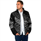 Aotearoa Personalized Lawn Bowls Maori Padded Jacket New Zealand Black Tribal Silver Fern - Aussie Hoodie