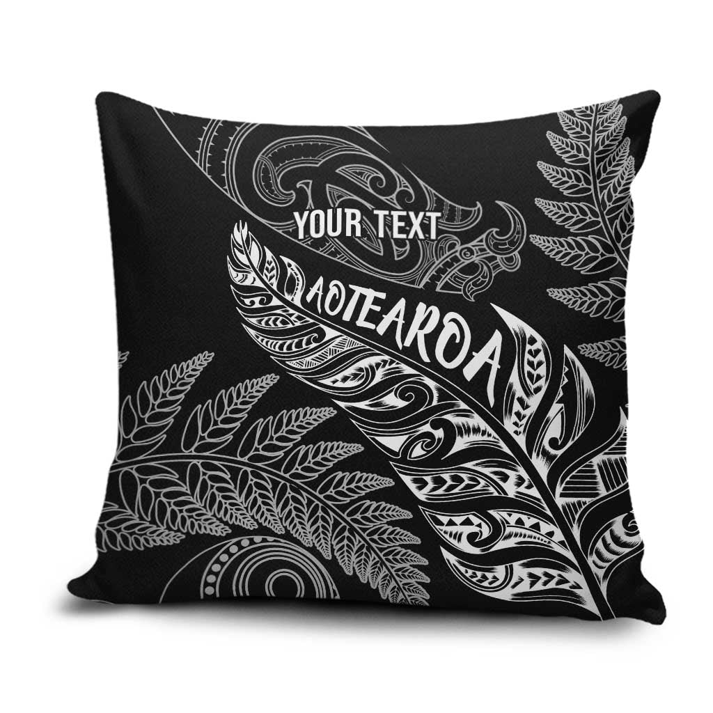 Aotearoa Personalized Lawn Bowls Maori Pillow Cover New Zealand Black Tribal Silver Fern - Aussie Hoodie