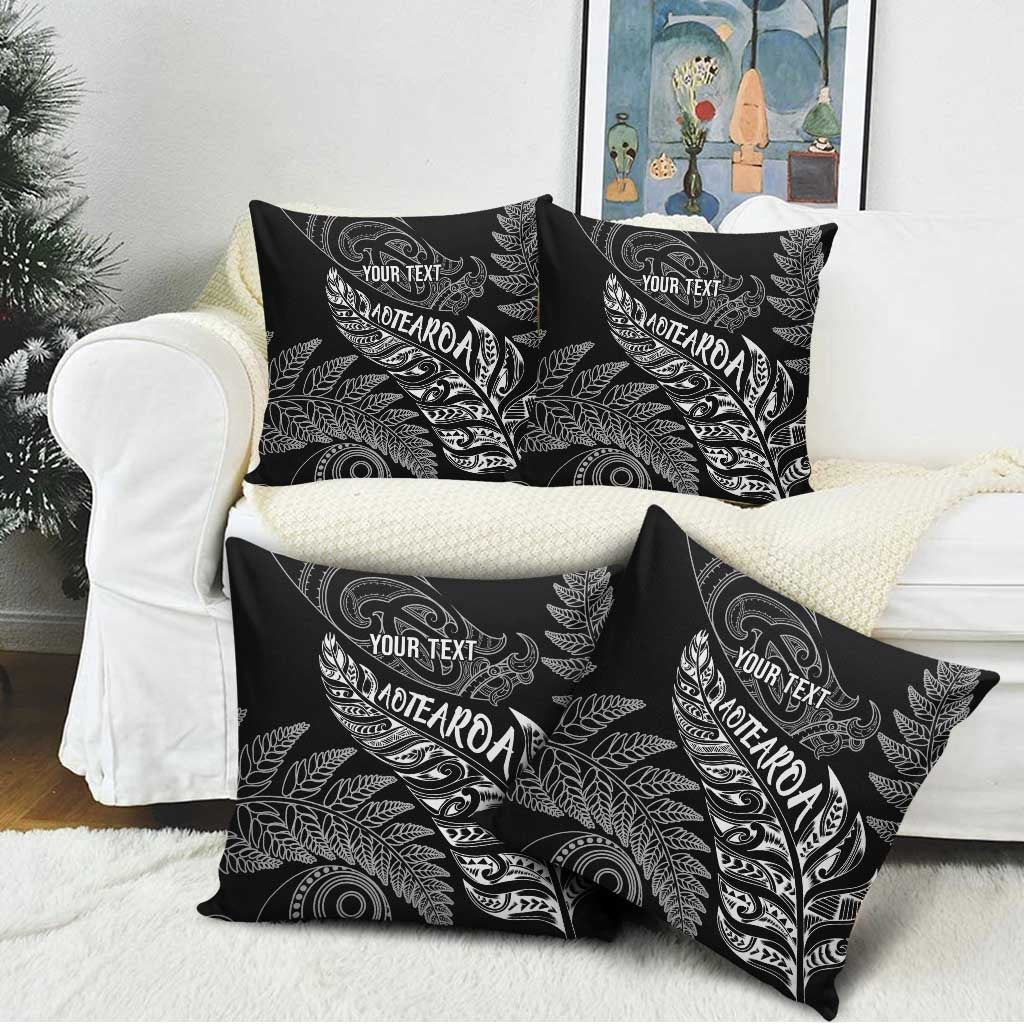 Aotearoa Personalized Lawn Bowls Maori Pillow Cover New Zealand Black Tribal Silver Fern - Aussie Hoodie