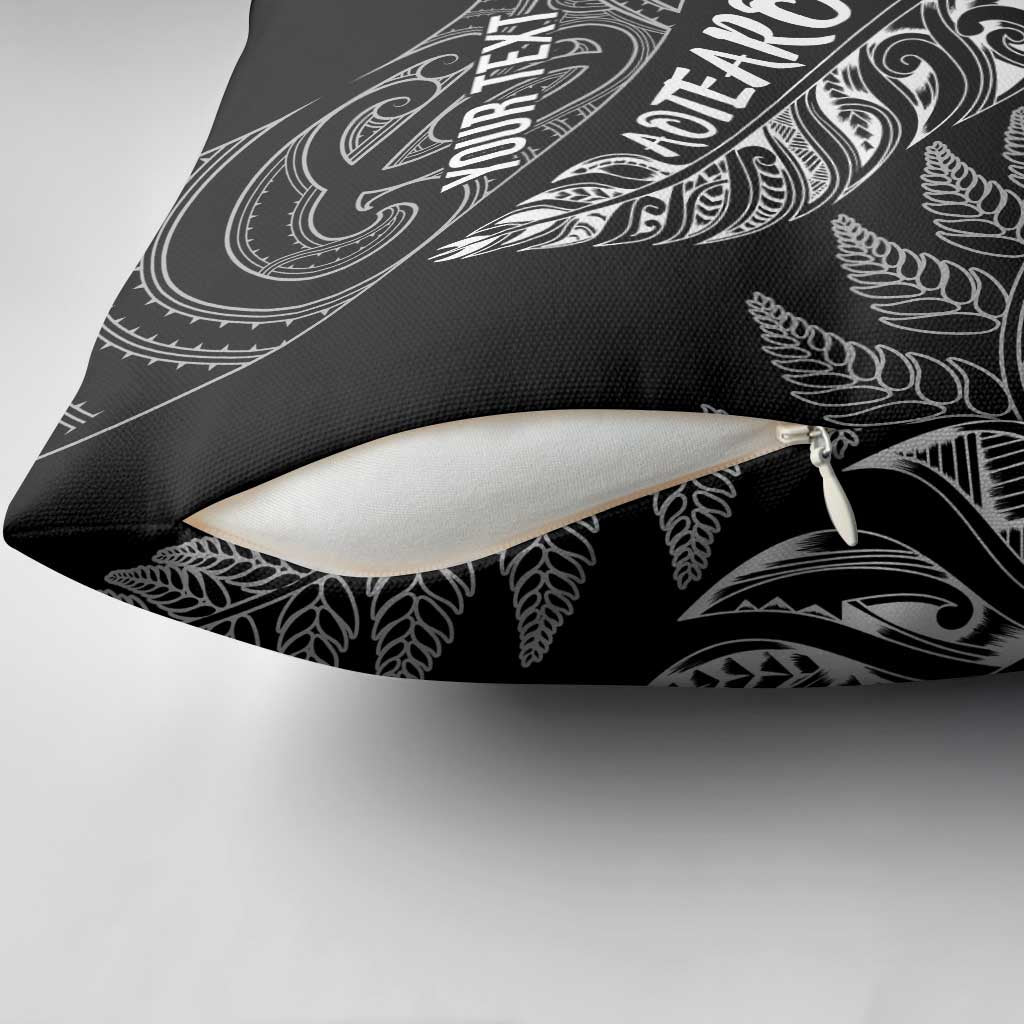 Aotearoa Personalized Lawn Bowls Maori Pillow Cover New Zealand Black Tribal Silver Fern - Aussie Hoodie