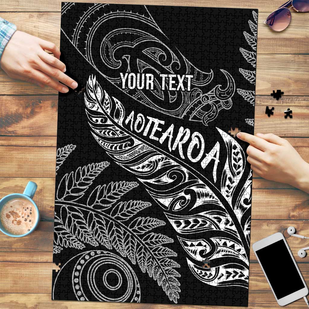 Aotearoa Personalized Lawn Bowls Maori Puzzle New Zealand Black Tribal Silver Fern - Aussie Hoodie