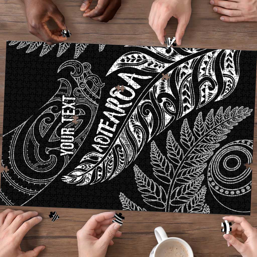 Aotearoa Personalized Lawn Bowls Maori Puzzle New Zealand Black Tribal Silver Fern - Aussie Hoodie