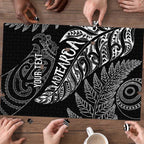 Aotearoa Personalized Lawn Bowls Maori Puzzle New Zealand Black Tribal Silver Fern - Aussie Hoodie