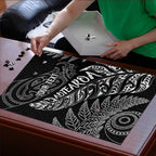 Aotearoa Personalized Lawn Bowls Maori Puzzle New Zealand Black Tribal Silver Fern - Aussie Hoodie