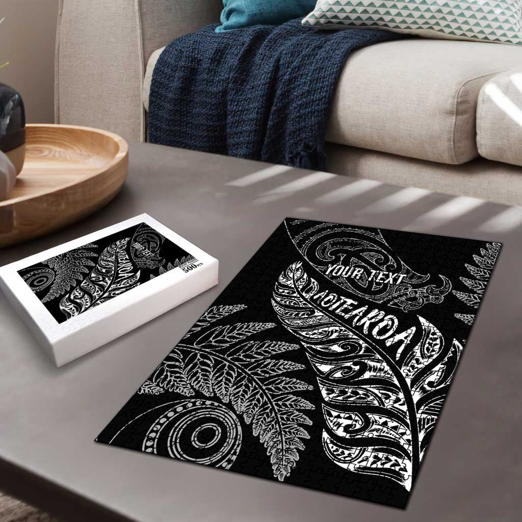 Aotearoa Personalized Lawn Bowls Maori Puzzle New Zealand Black Tribal Silver Fern - Aussie Hoodie