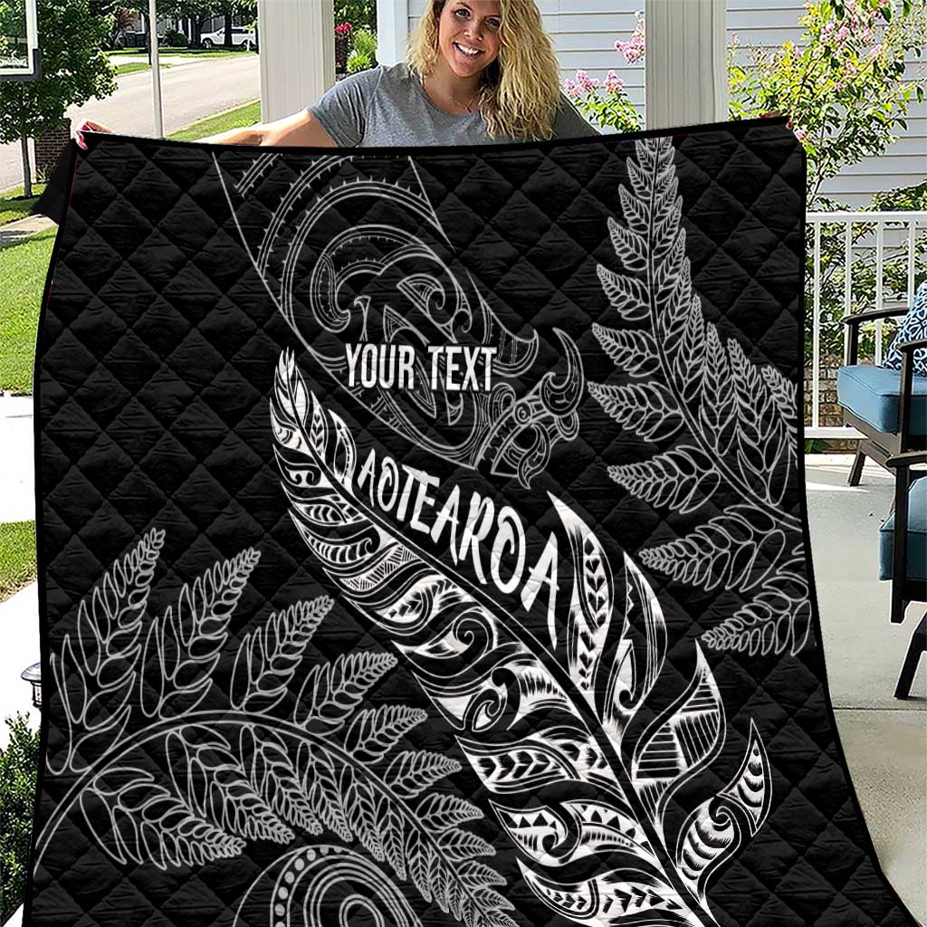 Aotearoa Personalized Lawn Bowls Maori Quilt New Zealand Black Tribal Silver Fern - Aussie Hoodie