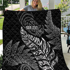 Aotearoa Personalized Lawn Bowls Maori Quilt New Zealand Black Tribal Silver Fern - Aussie Hoodie