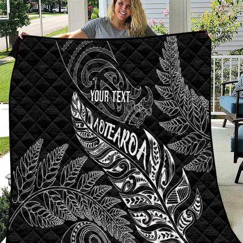 Aotearoa Personalized Lawn Bowls Maori Quilt New Zealand Black Tribal Silver Fern - Aussie Hoodie