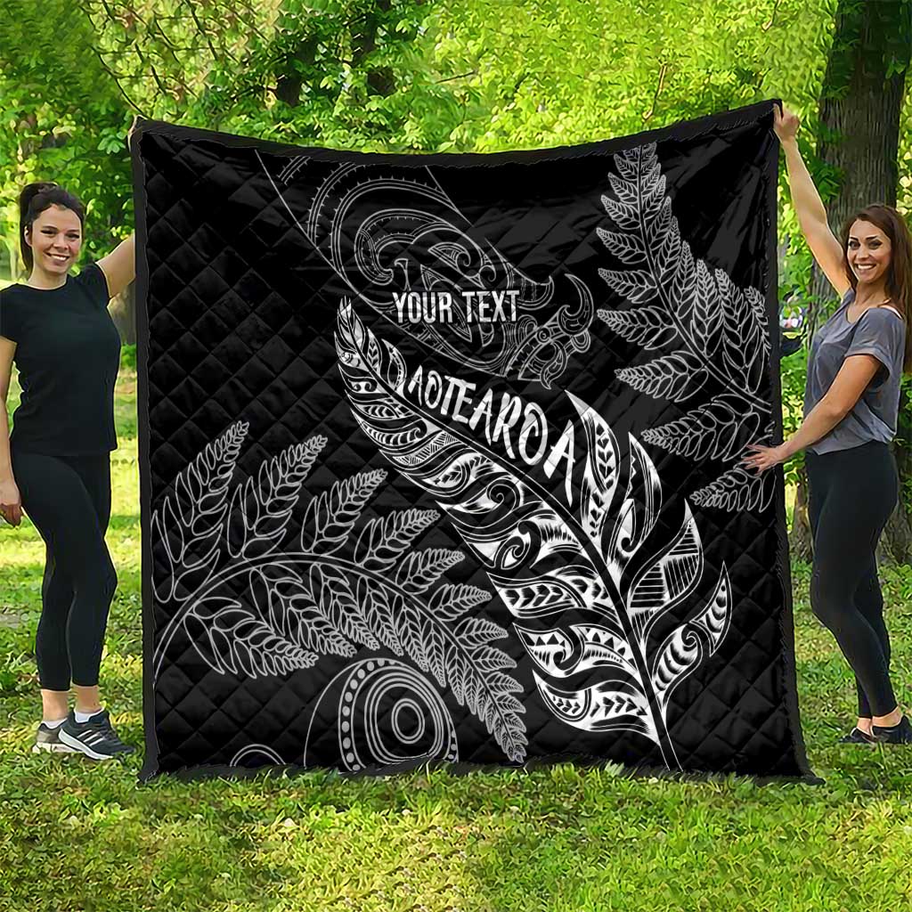 Aotearoa Personalized Lawn Bowls Maori Quilt New Zealand Black Tribal Silver Fern - Aussie Hoodie