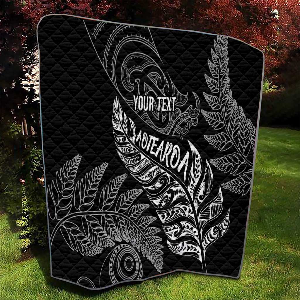 Aotearoa Personalized Lawn Bowls Maori Quilt New Zealand Black Tribal Silver Fern - Aussie Hoodie